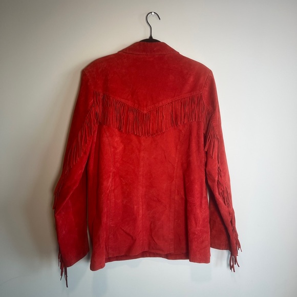 Red Fringe Lightweight Leather Jacket - Picture 2 of 5